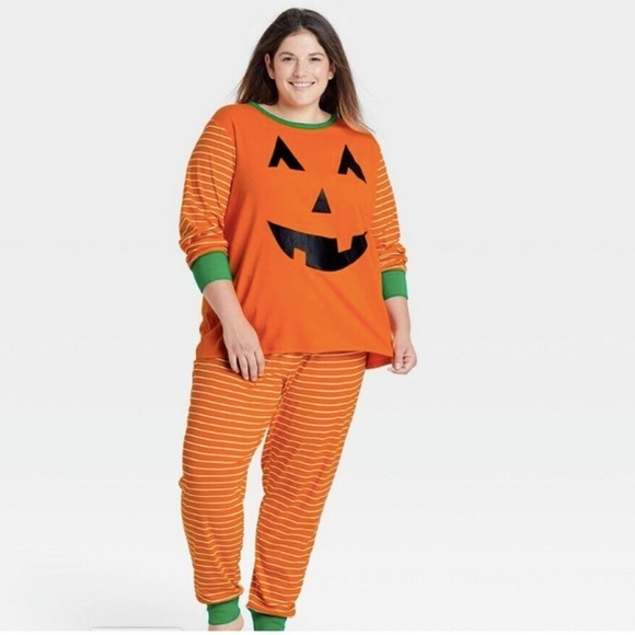 Target Pumpkin Stripe Orange Long Sleeve 100% Cotton Pajama Top Size XXL - Picture 1 of 5